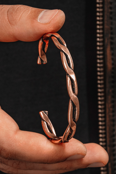 Otto Man Steel Jewelry Erkek Kadın Örgü Model Bakır Kelepçe Bilezik Metal Kut...
