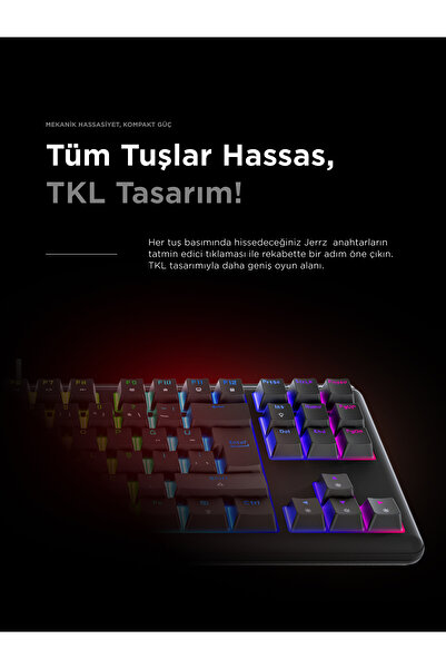 Rampage Claw Red Switch Rainbow TKL Mekanik Gaming Oyuncu Klavye ( Anti Ghosting )