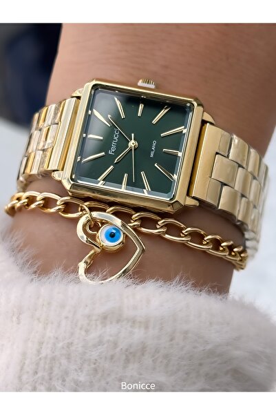 Ferrucci Sarı Renk Çelik Kordon Beyaz Kadran Su Geçirmez, Garantili, Kadın Kol Saati Bileklik