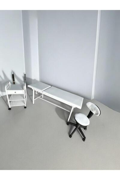 BAŞARI MEDİKAL KLASİK SEDYE SETİ (KLASİK SEDYE, 3 KATLI ÇEKMECELİ ETAJER , TA...