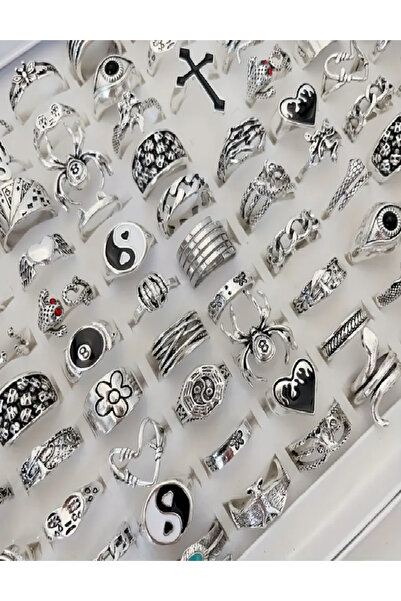 KİNGSPAN YAPI مجموعة من 5 خواتم فضية اللون للجنسين - تصاميم عتيقة وحديثة