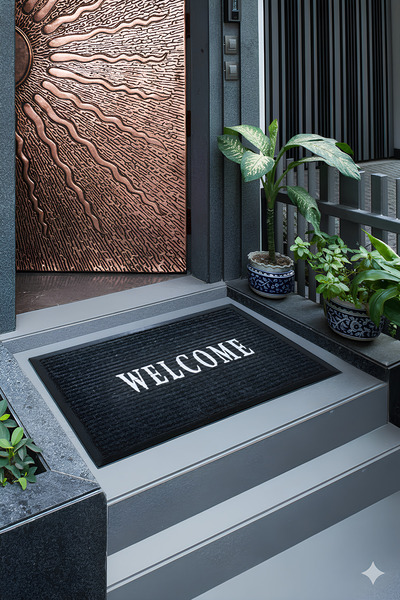 royalmoni Пило- та вологопоглинаючий килимок Welcome з написом для перед дверима 45 X 75 ПВХ Lux з килимовим покриттям