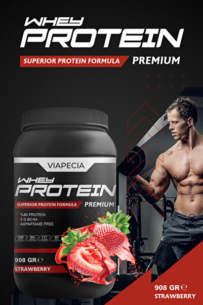 Viapecia Çilek Aromalı Whey Protein Tozu 908g - Kas Gelişimi İçin Zengin Prot...