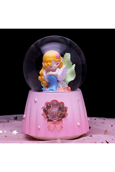 Livava Deniz Kızı Büyük Boy Kar Küresi Işıklı, Müzikli, Püskürtmeli, Pembe, 1...
