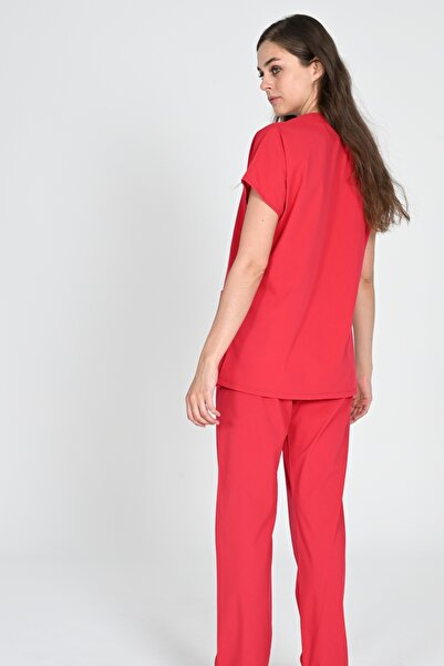 BAŞAK Στολή νοσοκόμας και γιατρού με μανίκια νυχτερίδας από κοραλί βαμβάκι Lycra Unisex Στολή νοσοκομείου