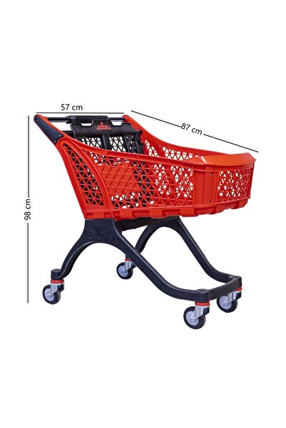 Marketix Kartal Plastik Market Alışveriş Arabası 100 Litre Kırmızı