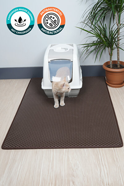 EvaCat 75x55 Cm Koyu Kahve Kedi Tuvaleti Kumu Paspası Kedi Matı Görsel Temsil...