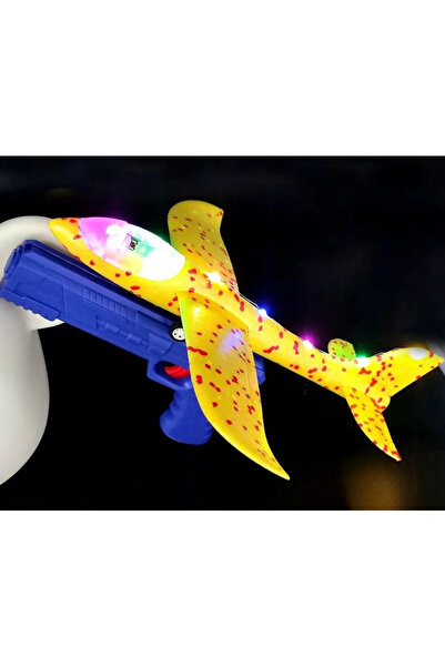 Toyska Pistol cu lansator avion din spuma, cu lumini, galben