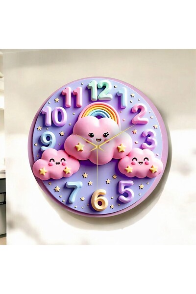 AA Shop Renkli Baskı Bulut Çocuk Desenli Sayılı Yılbaşı Hediyelik Ahşap Sessi...