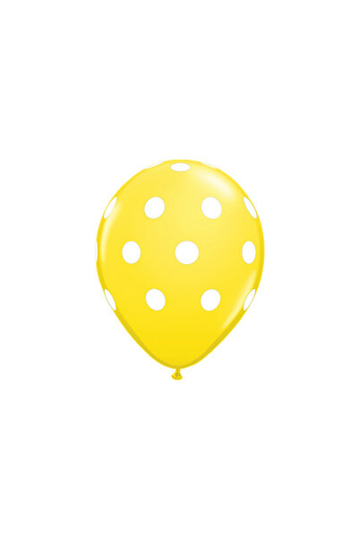Toyska Set of 10 Latex Balloons, Party Pattern with Polka Dots and Plains, 30 cm, Yellow
