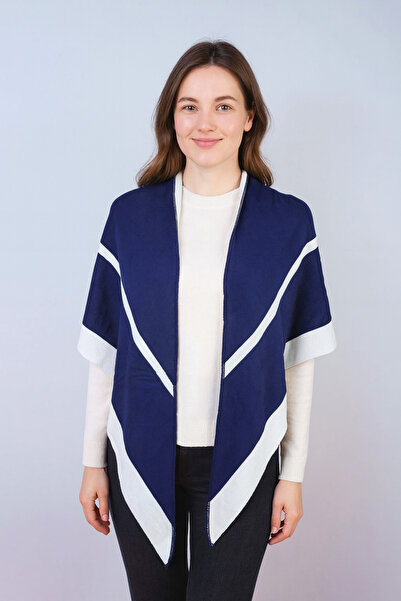 Sebir Moda Striped Two Colors Triangle Knitwear Shawl