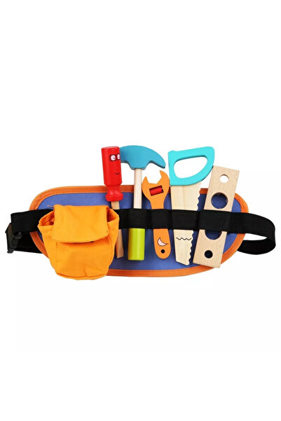 Toyska Belt with construction tools and wooden accessories, 14 pcs, multicolor