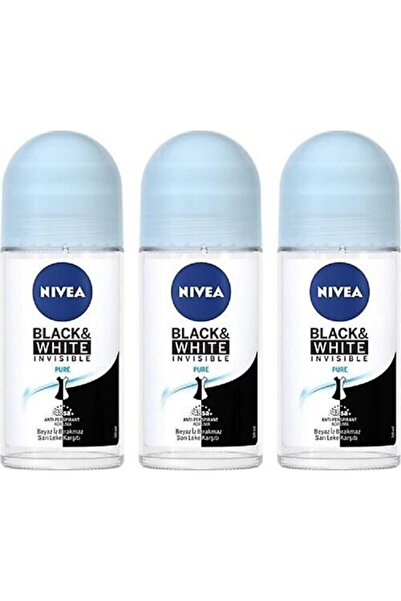 NIVEA Roll-on Kadın 50 ML.Invisible Black&Whi Pure X 3 Adet
