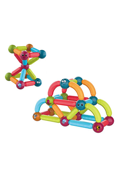 Toyska Joc educativ constructii magnetice Magnetic Sticks cu animale, 76 piese, multicolor