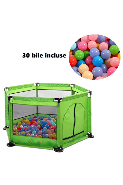 Toyska Tarc pentru Bebe cu 30 de bile multicolore incluse, 128 x 113 x 65 cm,...