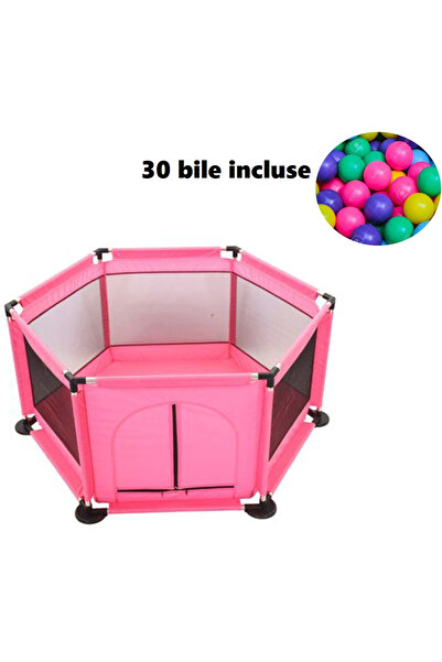 Toyska Tarc pentru Bebe cu 30 de bile multicolore incluse, 128 x 113 x 65 cm,...