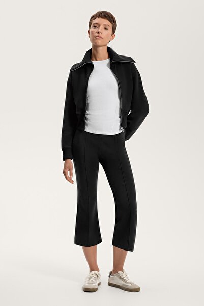 Oysho Pamuk karışımlı nervürlü flare kapri pantolon