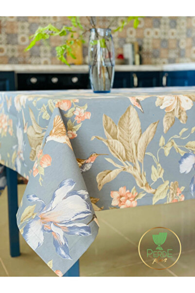Perdeplus Декоративна покривка за маса с мотив на колибри и цветя, покривка за трапезна маса