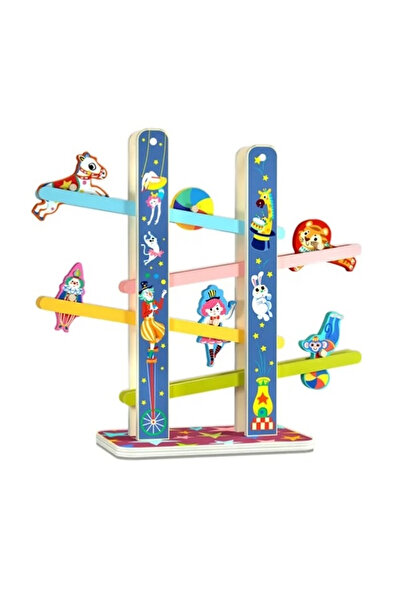 Toyska Cascada Acrobatilor Jucarie din lemn, Pista cu etaje, multicolor