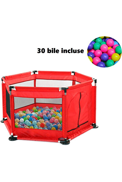 Toyska Tarc pentru Bebe cu 30 de bile multicolore incluse, 128 x 113 x 65 cm,...