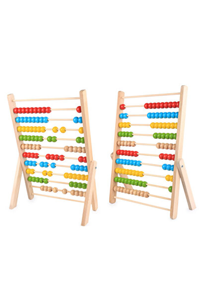 Toyska Numaratoare din lemn, Abac, bile colorate, 57x39x18 cm