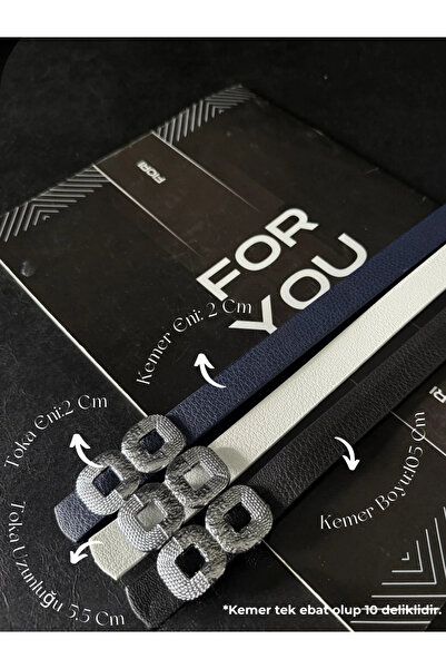 Fiori 3-Piece Quadrilateral Long Silver Buckle Thin Women's Belt, Coat Belt, Shirt Belt, Dress Belt