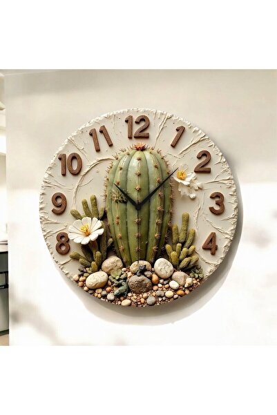AA Shop Renkli Baskı Kaktüs Bitki Desenli Sayılı Yılbaşı Hediyelik Ahşap Sess...