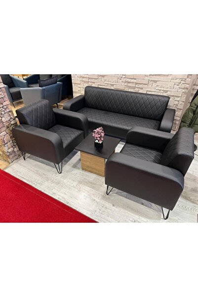 ENG OFİS MOBİLYALARI COSMOZ 3+1+1 DERİ OTURMA GRUBU