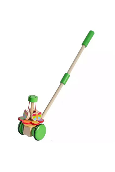 Toyska Wooden toy 2 wheels for pushing and pulling Carousel, green