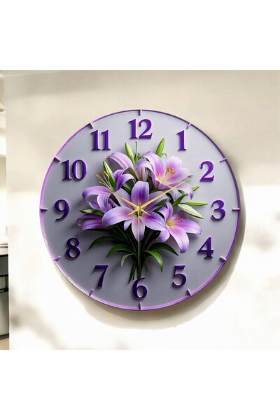 AA Shop Çiçek Kabartma Görünümlü Mor Renkli Baskı Desenli Sayılı Yılbaşı Hedi...