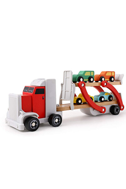 Toyska Дървен камион с платформа и колички Top Bright, многоцветни