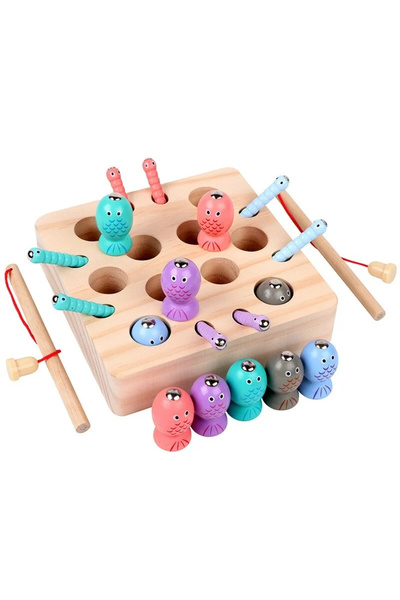 Toyska Jucarie de pescuit magnetic din lemn Catch Worms Fishing Game