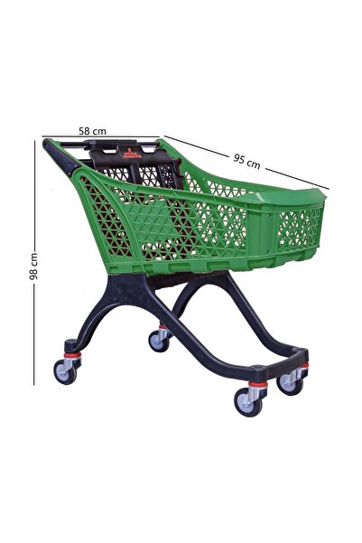 Marketix Kartal Plastik Market Alışveriş Arabası 130 Litre Yeşil