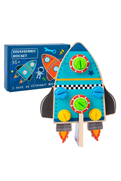 Toyska Jucarie de asamblat din lemn Racheta reversibila Disassembly Rocket, 2...