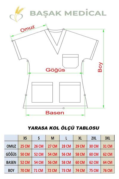 BAŞAK Kadın Saks Likralı Pamuk Yarasakol Doktor Hemşire Forma Takımı