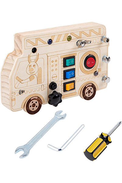 Toyska Busy Bus sensory board with lights and Montessori activities 2 in 1, m...