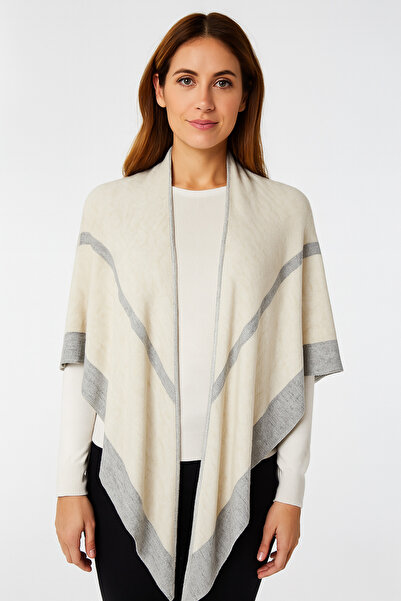 Sebir Moda Striped Two Colors Triangle Knitwear Shawl