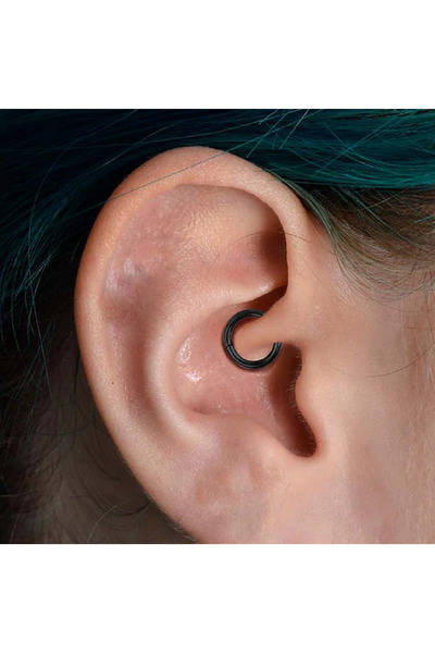 Heppii 6 mm Siyah Cerrahi Çelik Düz Halka Tragus Piercing Helix Kıkırdak Rook...