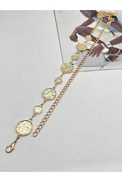 Desre Moda Στρογγυλή πόρπη Χρυσή ζώνη με αλυσίδα Γυναικεία ζώνη φόρεμα Ζώνη π...