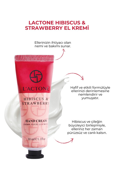 L'ACTONE Hibiskus & Çilek Nemlendirici El Kremi 30 ml (Oje Hediyeli)
