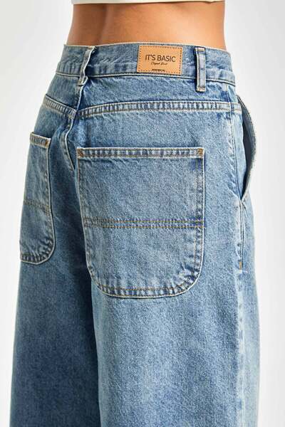 its basic Kadın Tint Kot Rengi Juniper 17s5-31 Skater Fit Bol Kesim Denim Pantolon