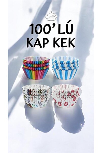 evikonu 100'lü Muffin Brownie Cupcake Kağıdı Kek Kalıbı Desenli Kek Kabı