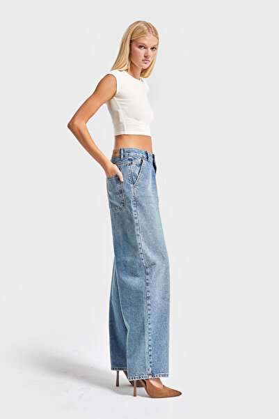 its basic Kadın Tint Kot Rengi Juniper 17s5-31 Skater Fit Bol Kesim Denim Pantolon