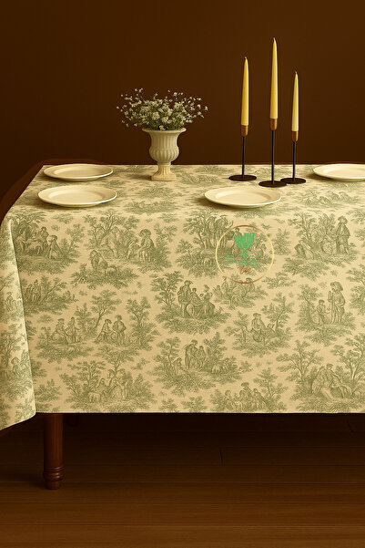 Perdeplus Френска покривка за маса, винтидж пасторален мотив, декоративна покривка за трапезна маса