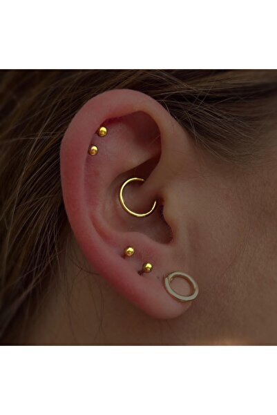 Heppii 10 mm Gold Cerrahi Çelik Düz Halka Helix Piercing Lob Kıkırdak Rook Daith Conch