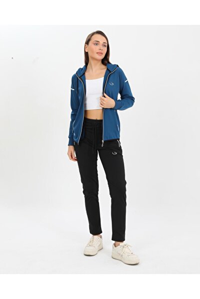 Fors Life Kapüşonlu Şık Kadın 2'li Set Eşofman Takımı, Petrol