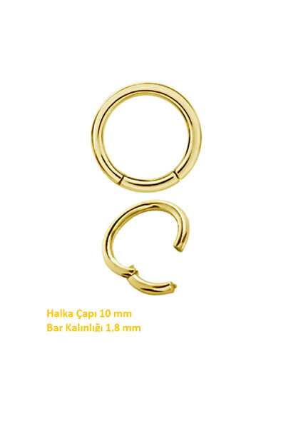 Heppii 10 mm Gold Cerrahi Çelik Düz Halka Helix Piercing Lob Kıkırdak Rook Daith Conch