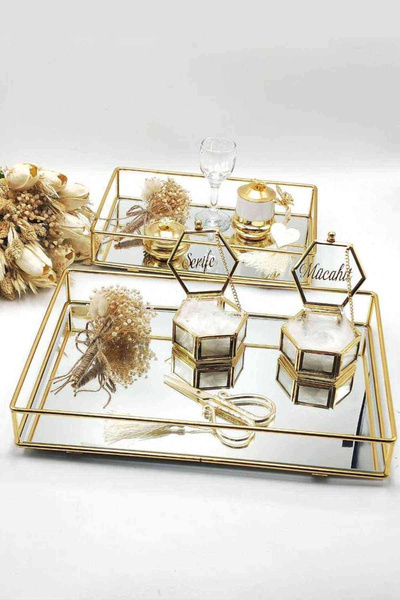 RetroLazer Nişan Tepsisi , Söz Tepsisi , Yüzük Tepsisi , Isteme Tepsisi , Süslü Tepsi , Damat Fincanı