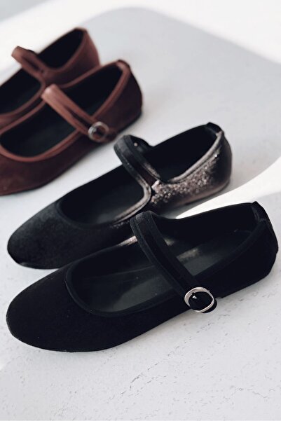 I Love Shoes Vosinta Velvet Mary Jane Ballet Flats Black