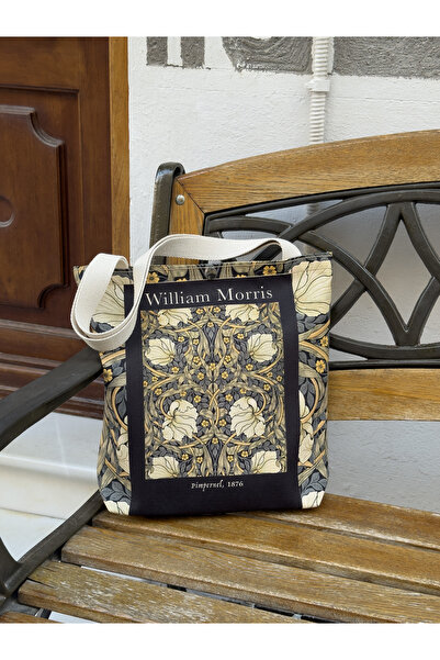 pamukcanta William Morris Kanvas Bez Çanta Yıkanabilir Metal Çıtçıtlı 35x38cm (KÜÇÜK BOY)